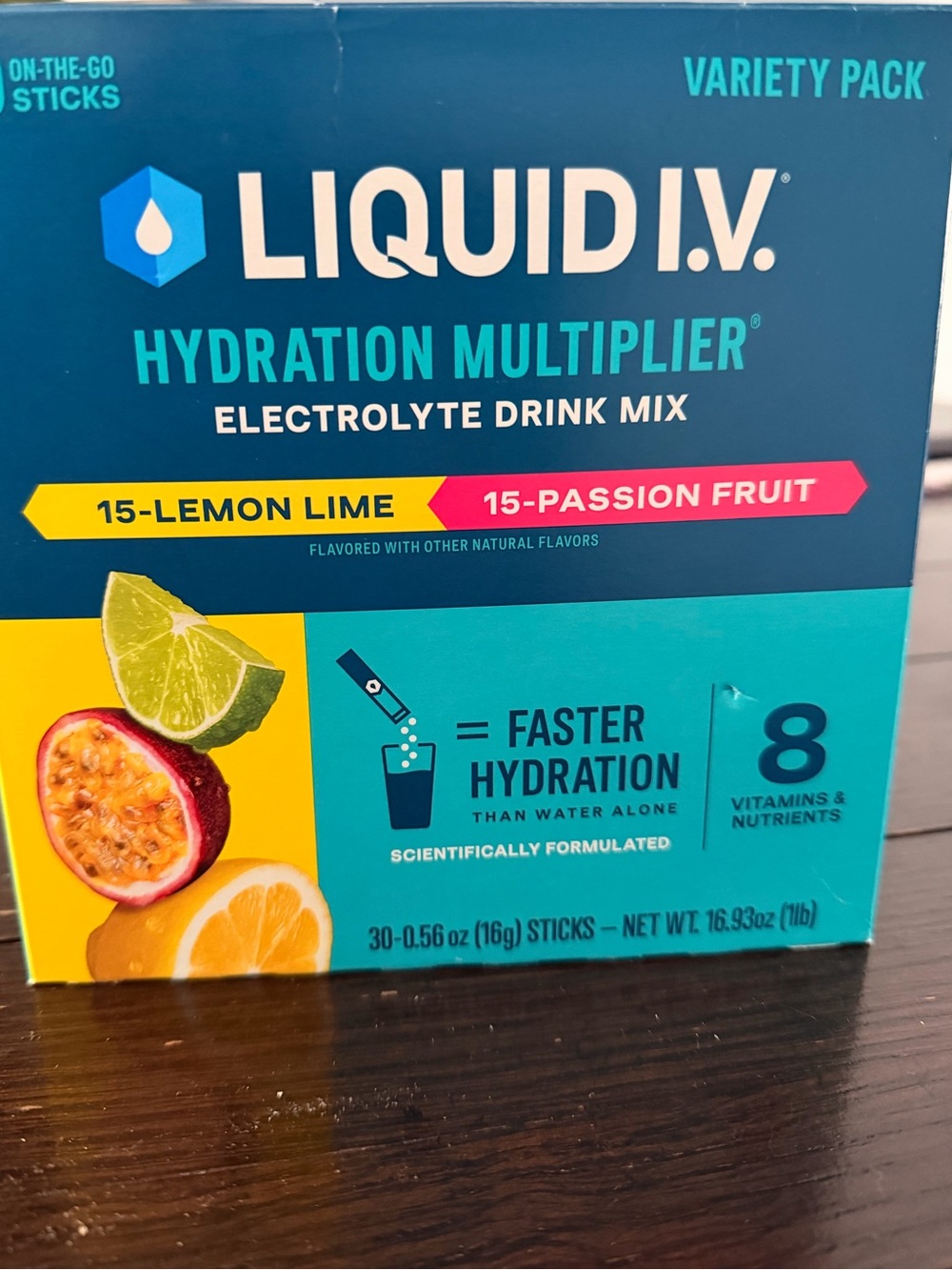 Liquid IV hydrate multiplier electrolyte 14 lemon lime 12 passion fruit packets